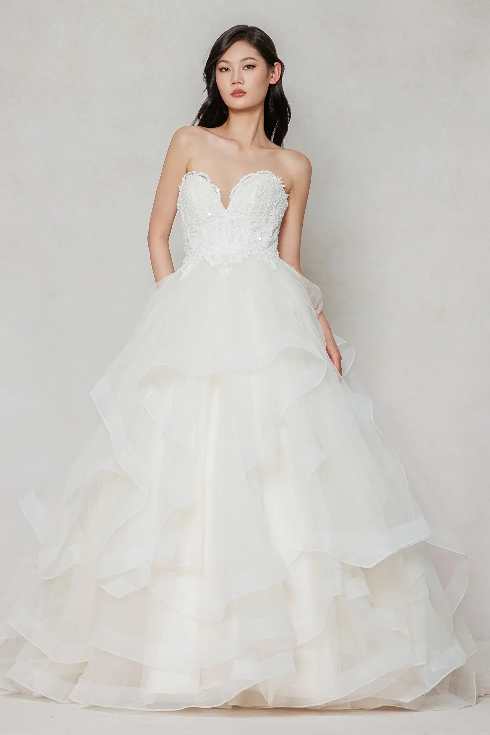 Ball Gown Sweep-Brush Train Tulle Wedding Dress CW3632 - COCOMELODY